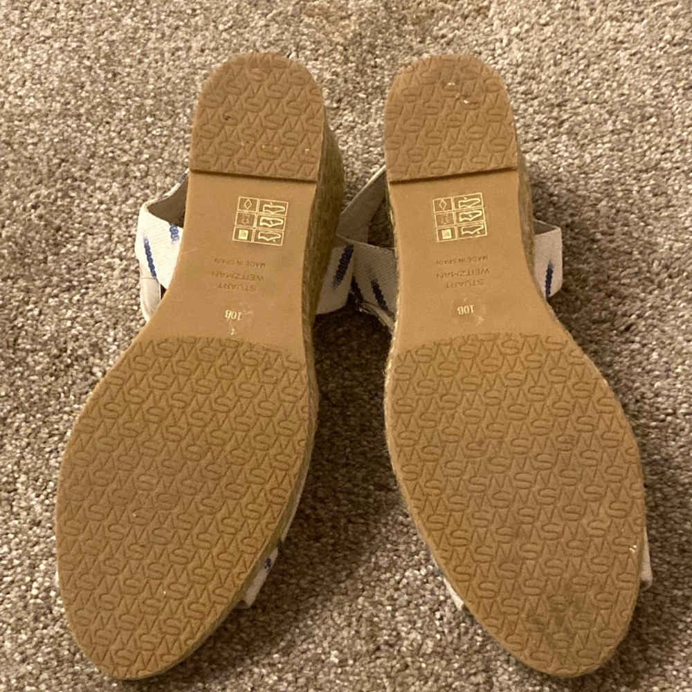 Stuart Weitzman Tia Espadrille Wedges in Natural/ Indigo Size: 10 B NWOB - Picture 11 of 11